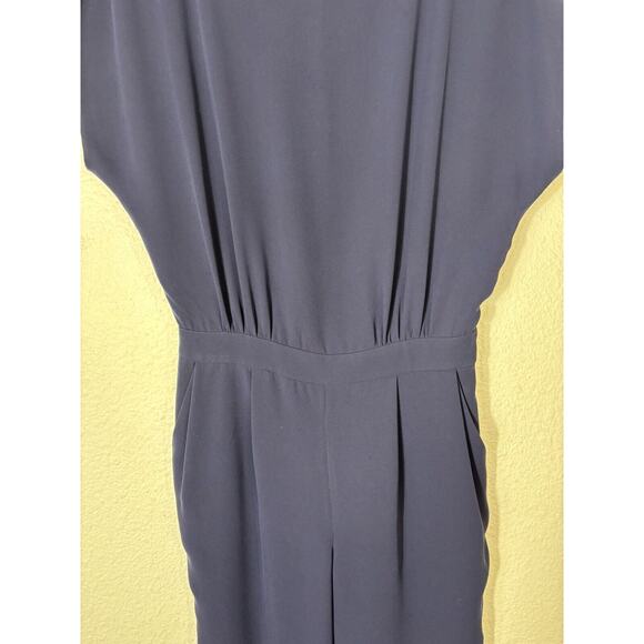 DVF Jumpsuit Womens 6 Navy Blue Triacetate Blend Solid Short Sleeve - Picture 5 of 14